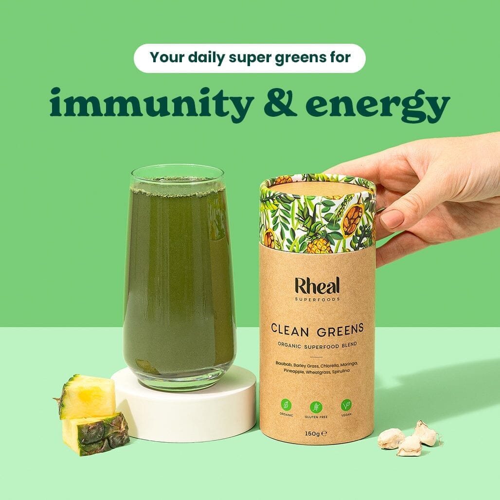 Organic Clean Greens Product Rheal Superfoods