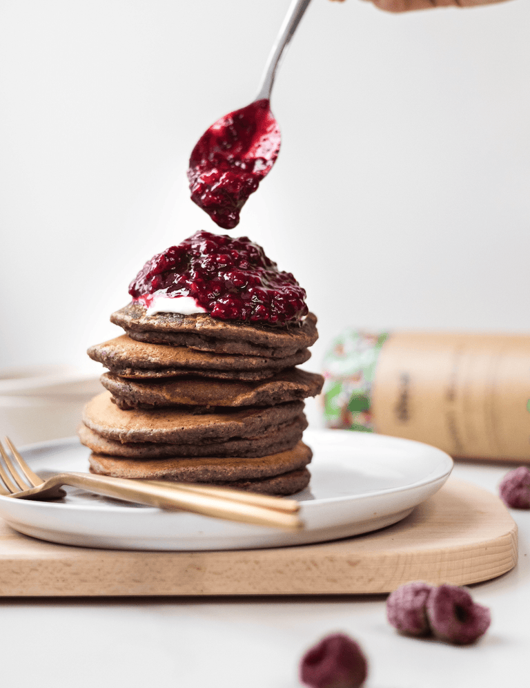 Berry Beauty Pancakes with Homemade Compote