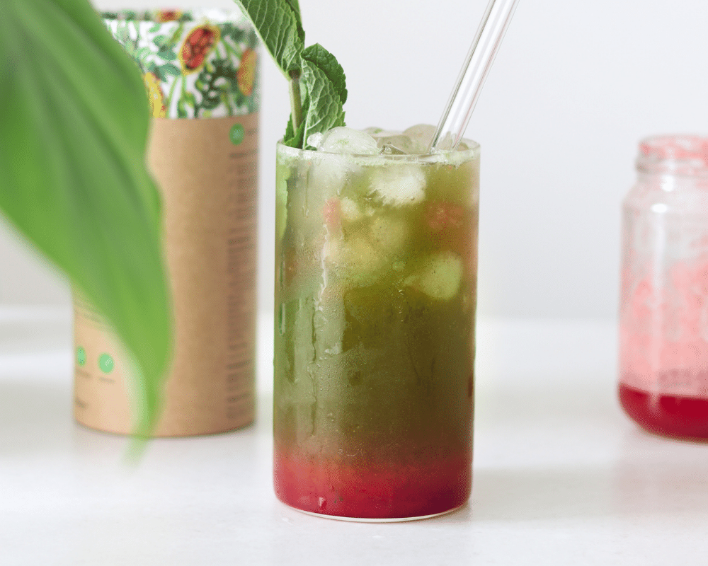 Strawberry Nourish Lemonade with Clean Greens