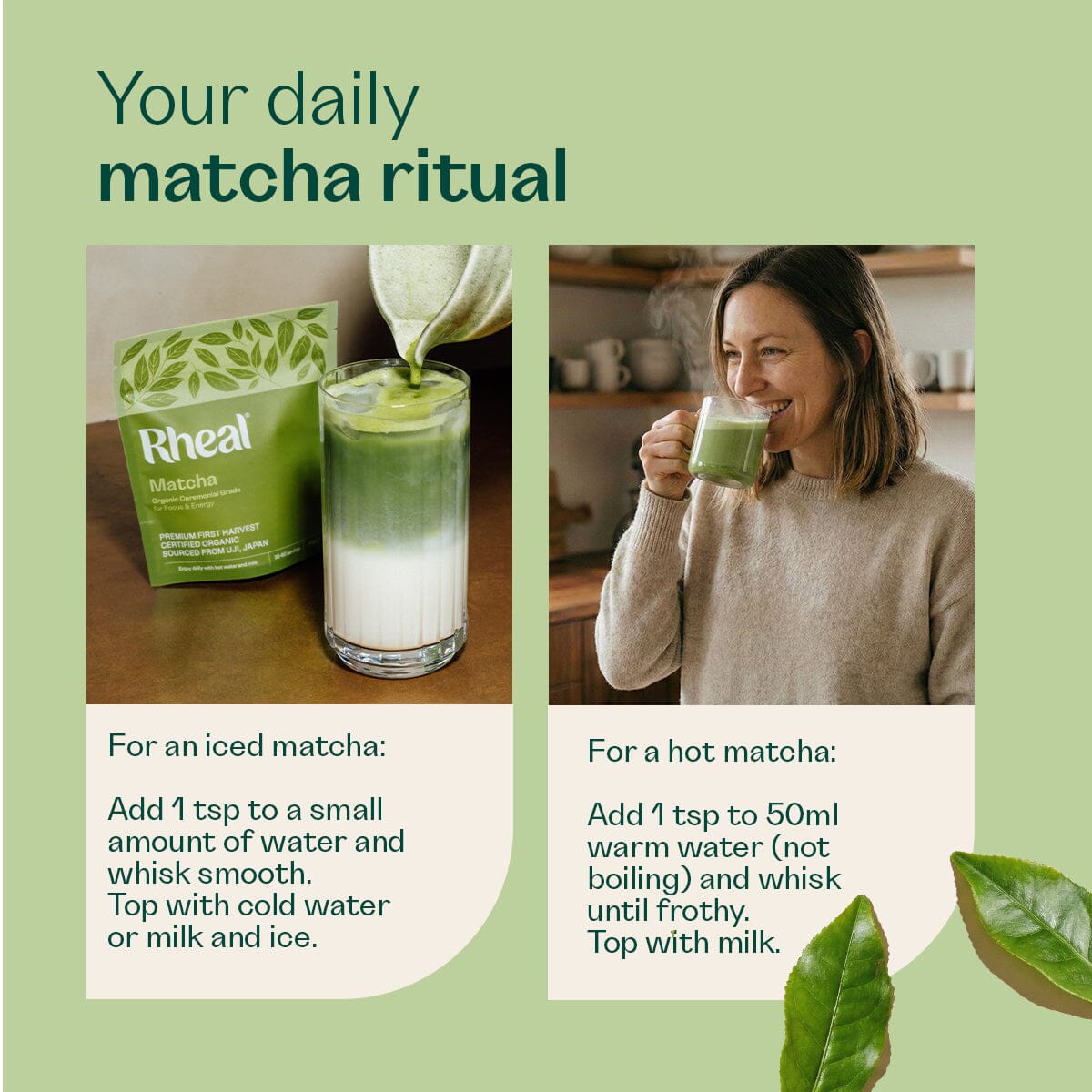Ceremonial Matcha Hot Drink Pouch Rheal 