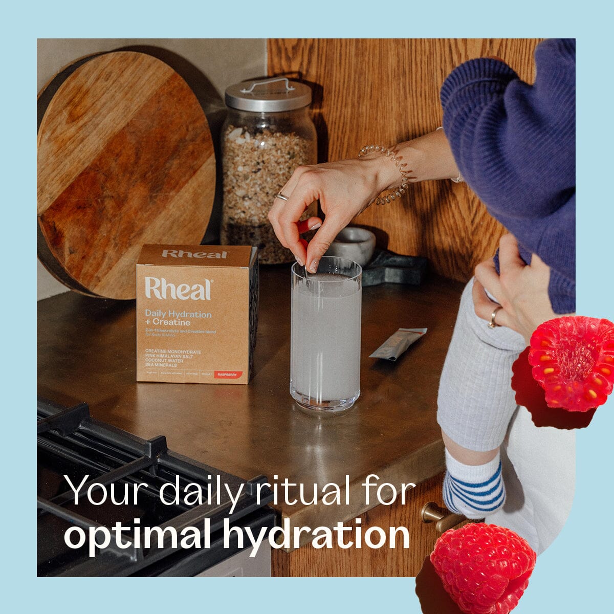 Daily Hydration + Creatine - Raspberry Rheal Hydration Sachets Rheal Superfoods 