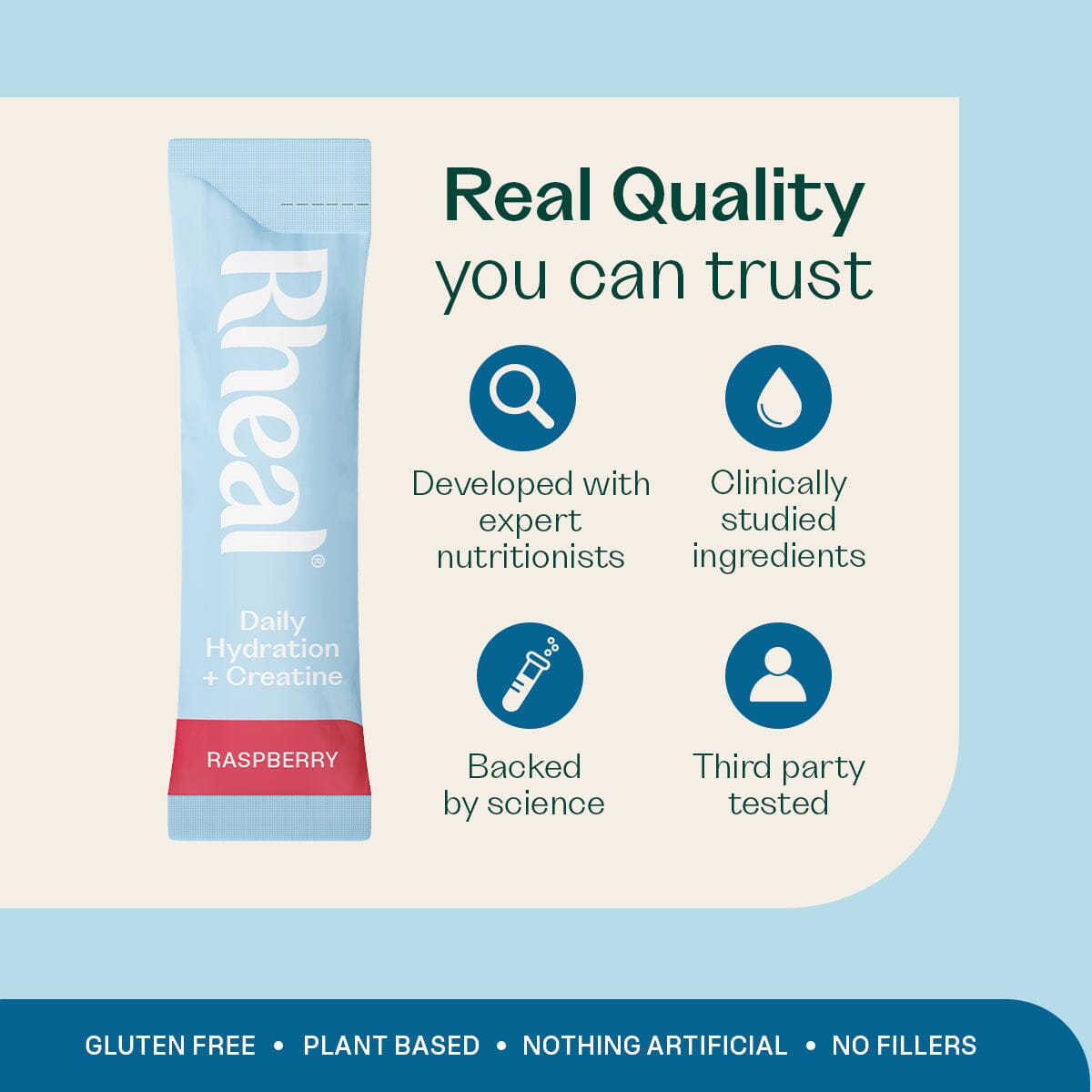 Daily Hydration + Creatine - Raspberry Rheal Hydration Sachets Rheal Superfoods 