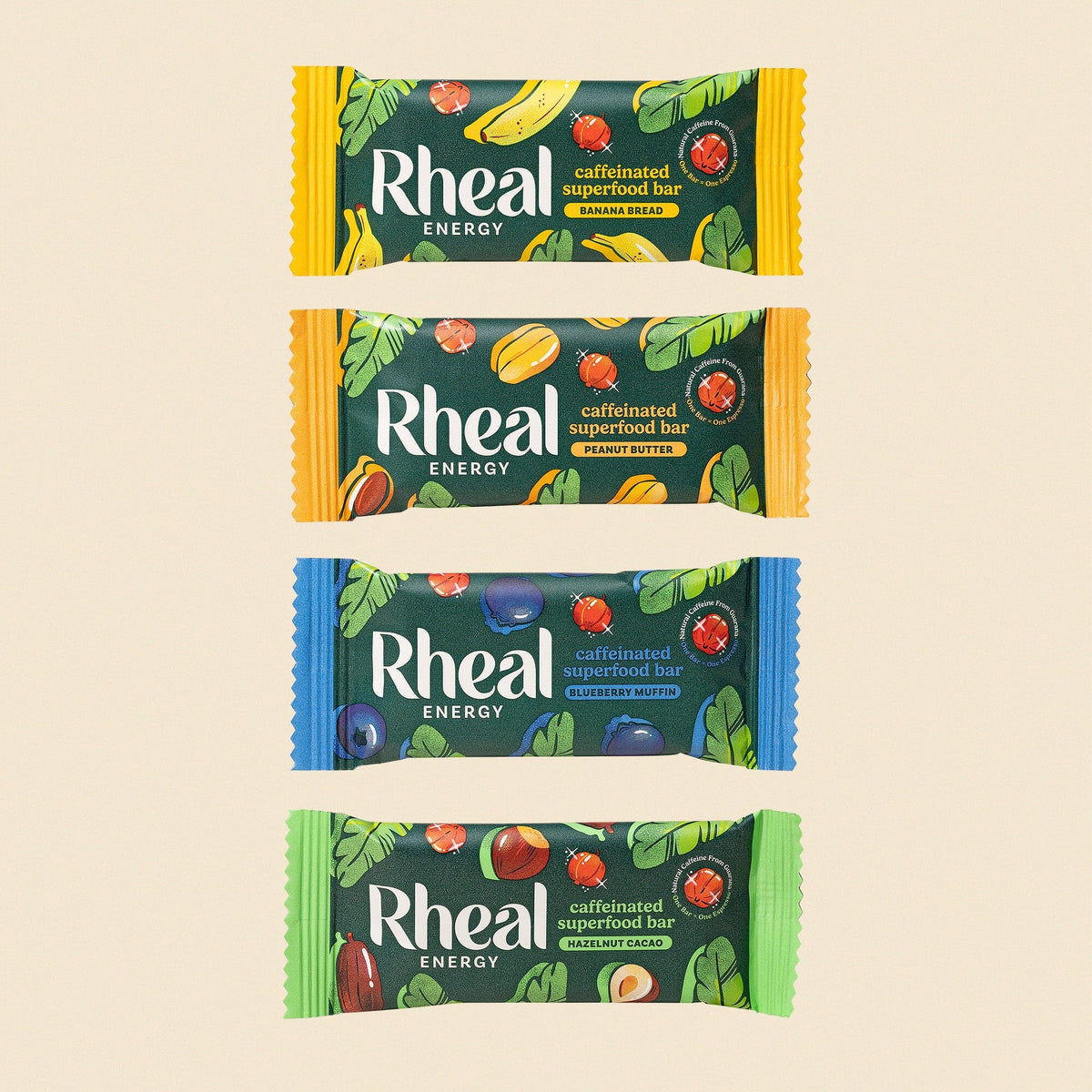 Rheal Energy Sample Pack | 4 Caffeinated Superfood Bars Rheal 