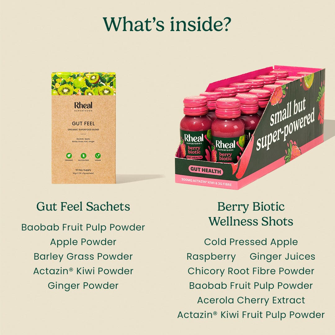 Rheal Gut Health Starter Kit: Gut Feel Sachets & Berry Biotic Wellness Shots Product Rheal 