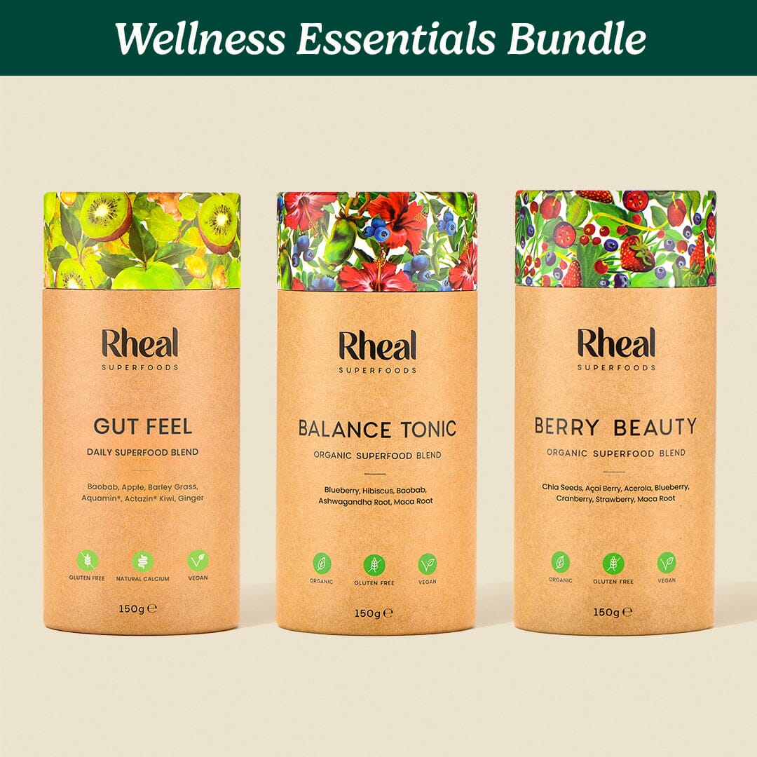 Rheal Wellness Essentials Bundle: Gut Feel & Balance Tonic & Berry Beauty Product Rheal Superfoods 