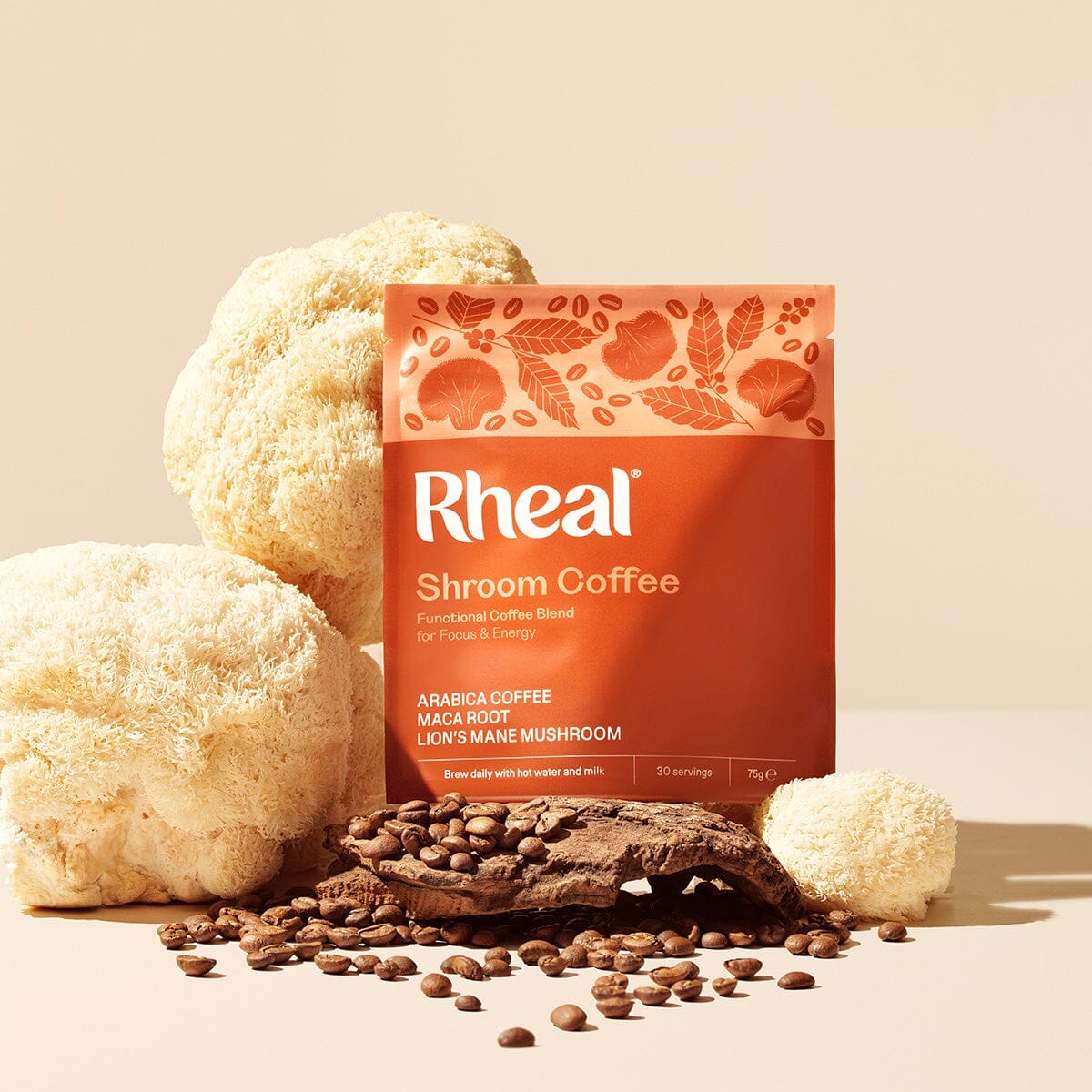 Shroom Coffee Pouch 75g Hot Drink Pouch Rheal 